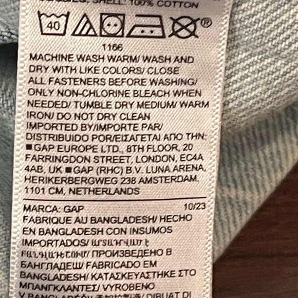 GAP collarless Light Blue Cotton denim Jacket large - Picture 6 of 9